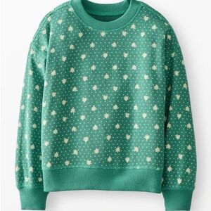 Hanna Andersson Green Tree Waffle Crewneck; Kids Sweatshirt